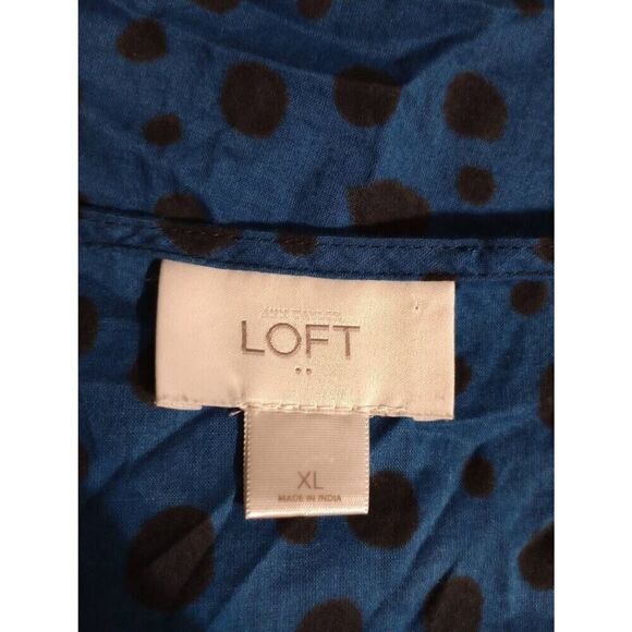 Loft Outlet Shirt Ladies Extra Large Blue Black Polka Dot Sleeveless Semi Sheer - Picture 5 of 6